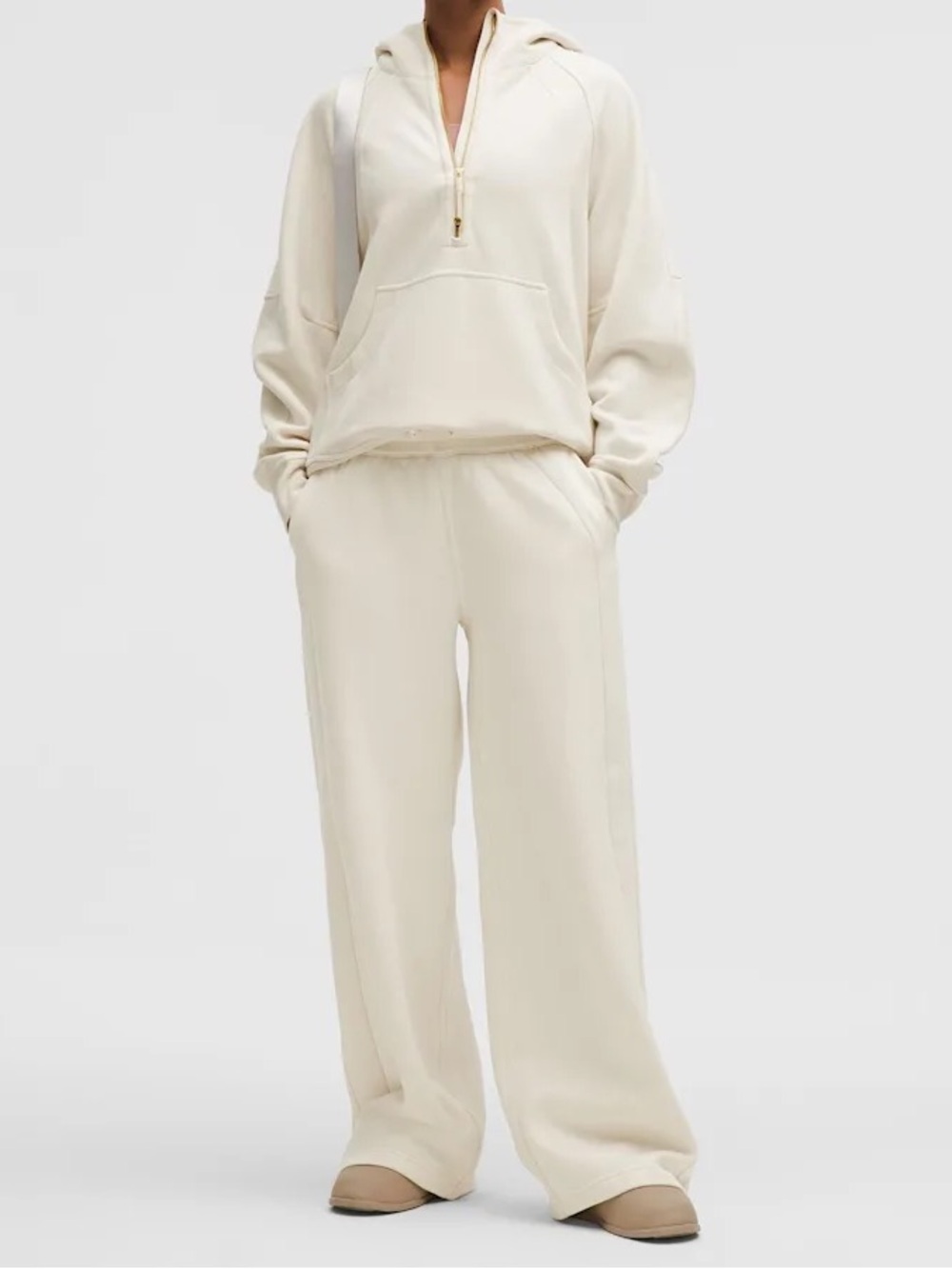 Lululemon Scuba Oversized Half-Zip Hoodie Long Light Ivory/Gold size M/L NWOT